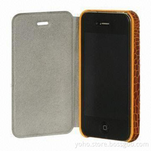 Case for iPhone 4/4S, Made of PC, Brown Soft Leather Materials, Any Colors and Logos Available